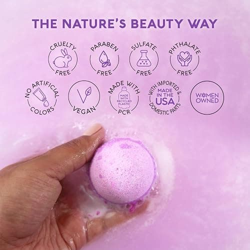 Nature’s Beauty Lavender Chamomile Sleep Bath Bomb Gift Set - Relaxing Spa Soak with Coconut Oil & Witch Hazel - Vanilla Citrus Scent - 2 Pack, 17.5 oz thumbnail 5