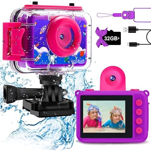 GKTZ Kids Camera - Waterproof Underwater Camera for Kids, Christmas Birthday Gifts for Girls Age 3-12, 1080P HD Children Digital Action Camera, Pool Toys for Kids Age 4-12 thumbnail 2