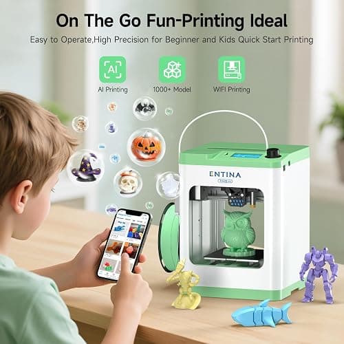 Entina Tina2S 3D Printer with WiFi Cloud Printing, Huge Library, Fully Assembled, Mini 3D Printers for Beginners and Kids with Auto Leveling, High Precision Kids 3D Printer for Home, School and Office thumbnail 3