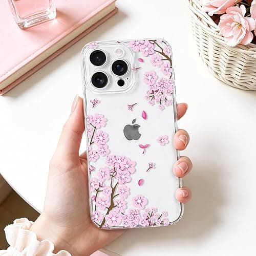 NITITOP for iPhone 16 Pro Case Clear Cherry Blossom Flower - Pink Leaf | Cute, Floral, For girls women, Girly, Aesthetic, Soft TPU, Precision camera cutouts, Protective, Shockproof thumbnail 4