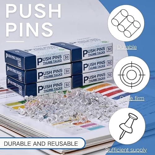 300pcs Clear Push pins for Bulletin Board Thumb Tacks for Walls pushpins Wall pins thumbnail 2