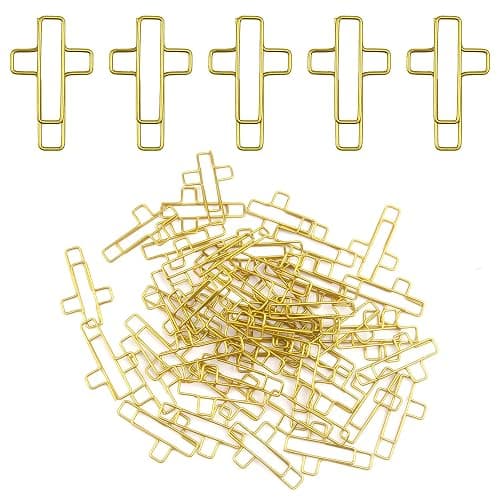 50 PCS Gold Cross Paper Clips Bible Paper Clips - Versatile Bible Study Supplies for Christian Office and Home, Also Great as Journaling Papers Clip and Bookmarks - Image 1