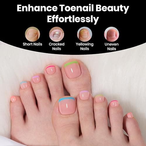 Beetles Soft Gel Toe Nail Tips Square - 16 Sizes 192 Pcs Nail Tips | Full Cover Fake Acrylic Toe Nail Pre-Etched Double Matte Press on Toenails, Toe Nail Extensions for Women thumbnail 7