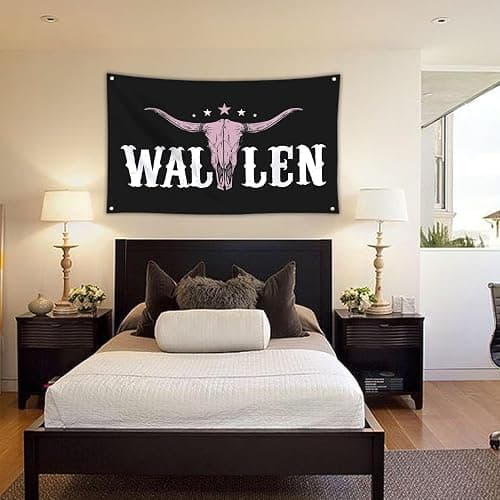 Wallen Western Pink Bull Skull American Flag - Funny Man Cave Wall Banner for Indoor Outdoor Bedroom College Dorm Decor - 3x5FT Pink Tapestry Gifts thumbnail 2