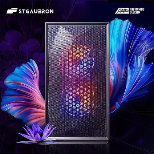 STGAubron Prebuilt Gaming PC Desktop, Radeon RX 550 4G, Intel Core i5 up to 3.7GHz, 16G RAM, 512G SSD, WiFi 6, BT 5.3, RGB Fan x2, Windows 11 Home thumbnail 2