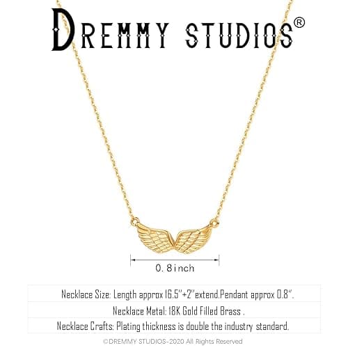 Dremmy Studios Cross Pendant Necklace for Women 14K Gold Plated Cubic Zirconia Evil Eye Butterfly Angel Wing Disc Coin Necklace Minimalist Religious Faith Jewelry Gift for Women thumbnail 6