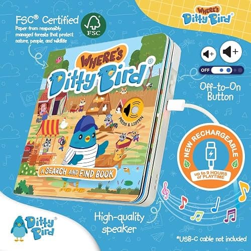 Ditty Bird | Where's Ditty? | Look and Find book with sounds | Activity Sound Book for toddlers 1- 3 | Early learning toy thumbnail 2