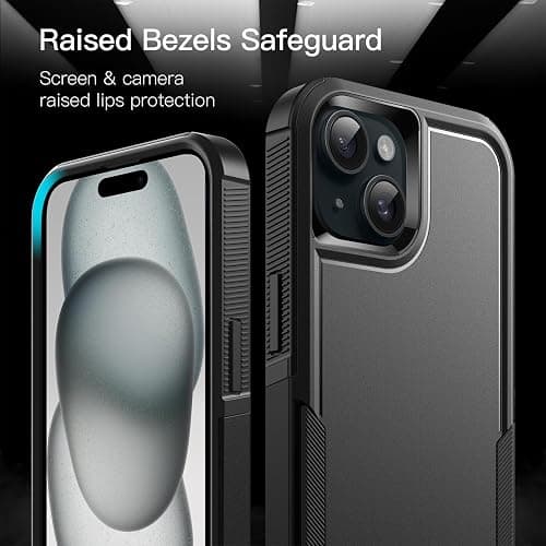 JETech Case for iPhone 15 Plus 6.7-Inch, Heavy Duty Dual-Layer Rugged Protection, Shockproof Protective Tough Phone Cover with Matte Back (Black) thumbnail 5