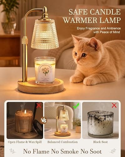 Candle Warmer Lamp with Timer,Birthday Gifts for Women Mom Home Decor | Adjustable Height Dimmable,Office Bedroom Dorm Living Room Decor,House Warming Gifts for New Home,Wax Melt Warmer,Gold thumbnail 4