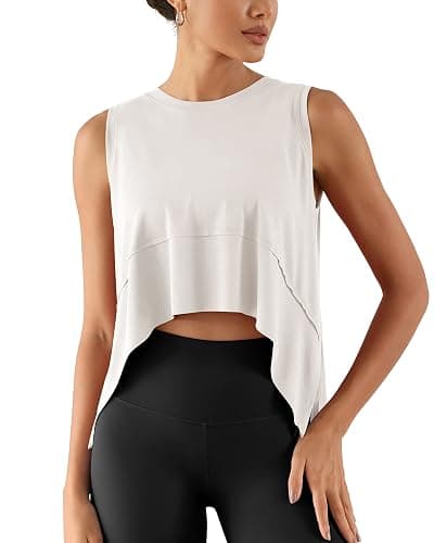 ODODOS Modal Soft Sleeveless Crop Top for Women Athletic Tee Gym Workout Cropped Yoga Tank - Image 1