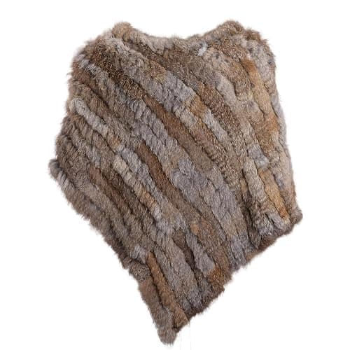 BOONJOVIA Women's Genuine Natural Rabbit Fur Knitted Pullover Poncho Lady Luxury Shawl Wedding Party Cape Wraps thumbnail 3