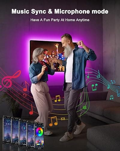 Daymeet TV LED Backlight, 9.8ft for TV Behind 32-60 inch TV Led Lights for Monitor Backlight RGB Led Light Strip, USB Powered Lights with Remote Music Sync Bluetooth APP Control thumbnail 5