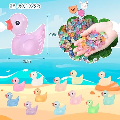 GADIEDIE 260pcs Luminous Mini Resin Ducks,Glow in The Dark Tiny Duck for Home Hide Prank Game Dollhouse Decor Aquarium Potted Miniature Landscape DIY Ornament thumbnail 6