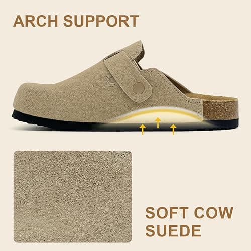 xinlanlin Kids Suede Clogs Boys Girls Sandals Cork Footbed Toddler Slip-on Slippers Indoor Outdoor Cute Sandals Classic Adjustable Buckle thumbnail 6