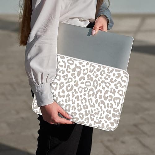 GABraden Laptop Sleeve Bag 15.6-16 inch,Compatible with MacBook Air 15 inch M2 2023 A2941/16 Pro M2 A2780 M1 A2485 /Pro Retina 15 A1990,Chromebook,HP,15.3-16 inch Notebook（Grey Leopard Cheetah Bag） thumbnail 5