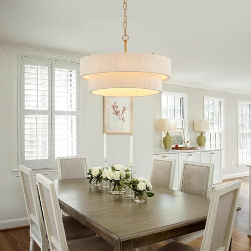 ELYCCUPA 20”Hand Woven Rattan Chandelier Boho Pendant Light Adjustable Coastal Pendant Light for Kitchen Island Dining Living Room, White, UL Listed thumbnail 3