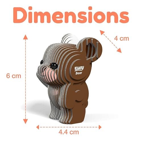 Eugy Bear 3D Puzzle - 26 Piece Eco-Friendly Educational Toy Puzzle for Boys, Girls & Kids Ages 6+ thumbnail 3