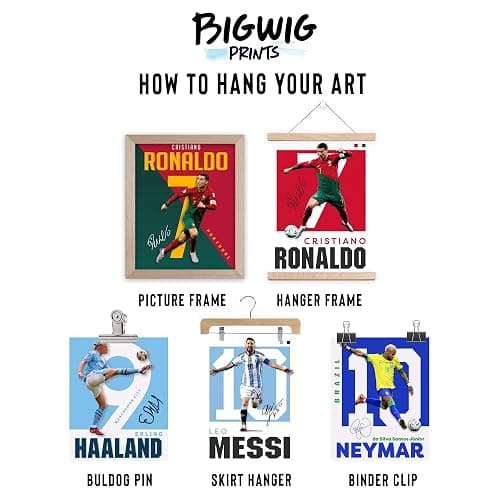 BigWig Prints Soccer Poster - Soccer Decor For Boys Bedroom, Messi And Ronaldo Poster, Messi Posters For Boys Bedroom, Mbappe Wall Art, Neymar Wall Art, Ronaldo Posters - Unframed Set Of 9 (8x10”) thumbnail 7