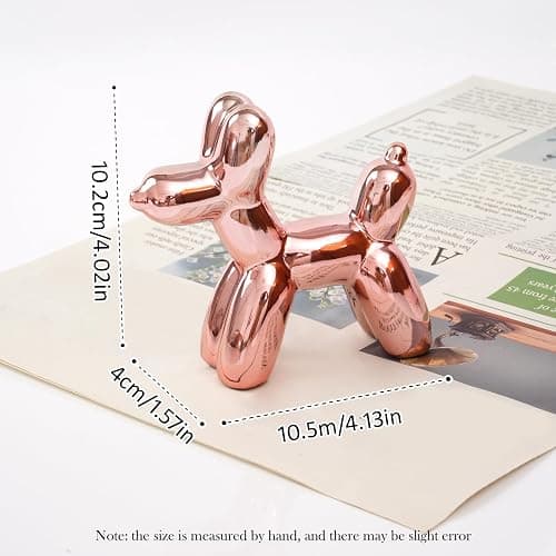 Notakia Cute Ceramics Balloon Dog Statue Crafts Living Room Desktop Decorations,Handmade Modern Small Ceramic Animal Statue Ornament Home Decor Accents - Pink - Small thumbnail 5