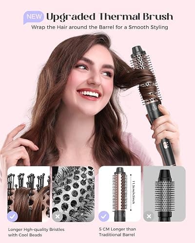Lopeie 5 in 1 Wand Curling Iron Set, Hair Styling Tools with Thermal Brush and 4 Interchangeable Ceramic Barrels from 1/2 to 1 1/2 inch, Fast Heating, Dual Voltage Hair Curler, Gifts for Women thumbnail 5