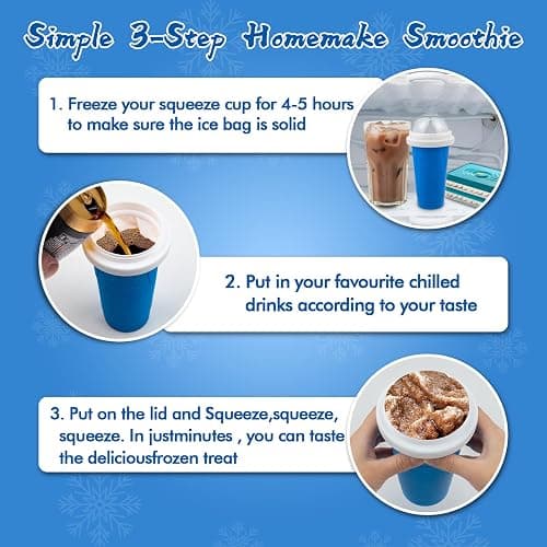 3PCS Slushie Maker Cup, Quick Frozen Magic Cups for Homemade Milk Shake Ice Cream Maker, Double Layer Squeeze Slushy Maker Cup, Birthday Gifts for Mom Dad , Kids,Friends,Family (Pink+Bule+Green) thumbnail 4