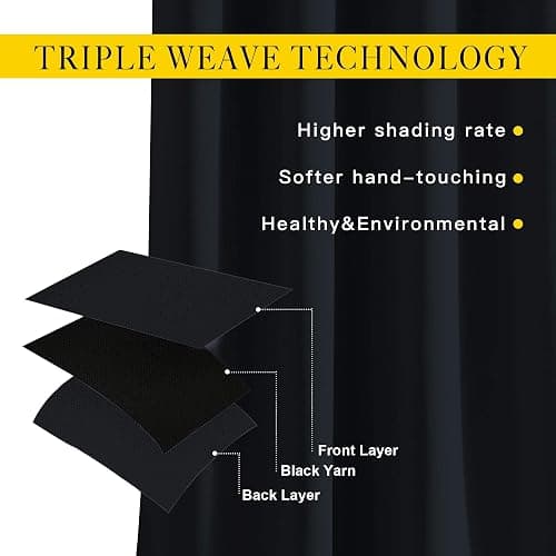 NICETOWN Black Out Curtains for Bedroom 84 inches Long - Light Reducing Thermal Insulated Solid Grommet Curtains/Panels/Drapes for Living Room (Set of 2, W52 x L84) thumbnail 4
