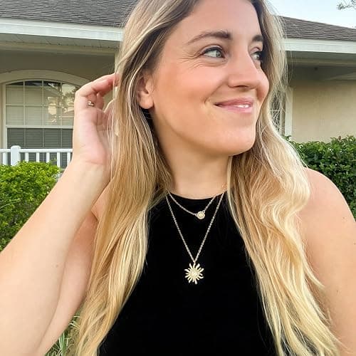 MJartoria Layered Choker Necklace Multi Chains Sun and Moon Charm Pendant Necklaces Jewelry Gifts for Women thumbnail 3