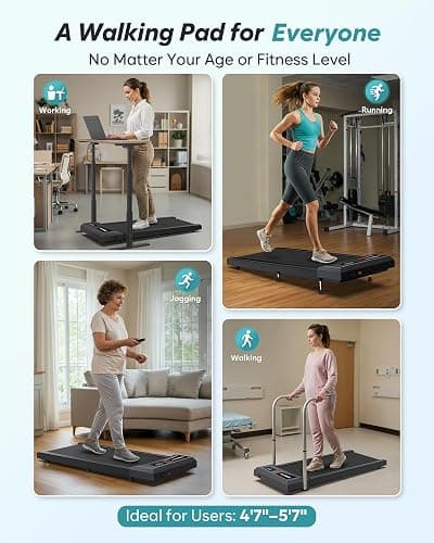 WELLFIT 10% Incline Walking Pads with Handle Bar for Home Office Apartment, Small Under Desk Treadmills with Hiking Climbing Mode for Efficient Fat-Burn, Works for APPs/Mute Remote, 360 LBS Capacity thumbnail 6