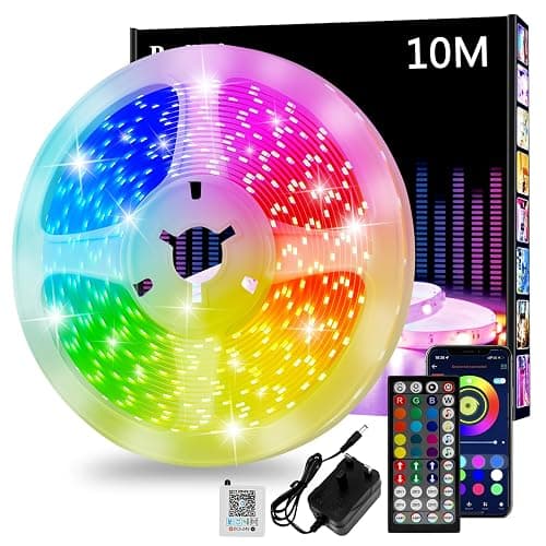 Led Strip Light, 10m Led Lights, Cuttable Led Light Strips with Smart App Control Remote, Music Sync Colour Changing RGB Led Strip Lights for Room Decoration - 10M - Image 1
