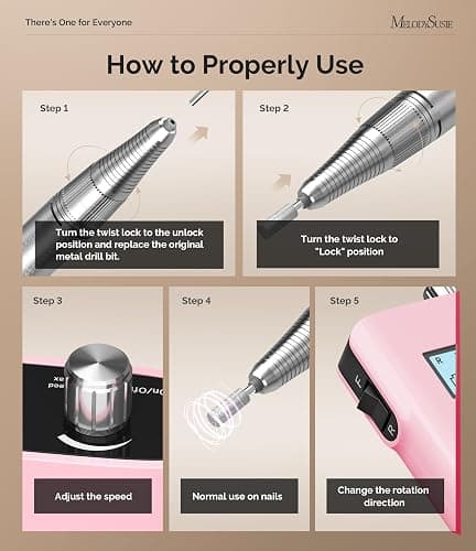 MelodySusie Entry-Level Clip-On Cordless Nail Drill, SC320H 30000RPM Popular Classic E-File with LCD Display for Manicure Shaping & Gel Removal, Perfect for Training, Nail Art Practice & Home Use thumbnail 3
