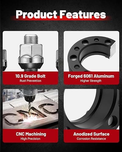 EVIL ENERGY 6x5.5 Wheel Spacers 2 inch Compatible for Tacoma 1995-2022, 6x139.7 mm 6 Lugs 108 mm Hub Bore M12x1.5 Studs Black, Not Hubcentric - 2 inch thumbnail 7
