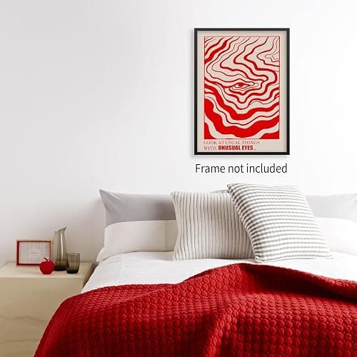 Medpol Retro Red Abstract Eye Canvas Wall Art Vintage Hippie Trippy Poster Affirmation Quotes Wall Decor 60s 70s Psychedelic Quirky Prints for Apartment 12x16 inch Unframed thumbnail 4