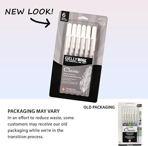 SAKURA Gelly Roll Classic Gel Pens, Opaque White Ink, Ass't Tips 05/08/10, 6 PK 57461 thumbnail 9