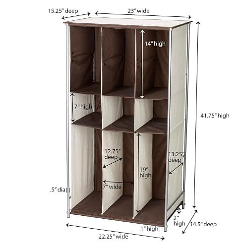 Household Essentials Transformer Boot Storage Rack, Adjustable Cubbies, Soft Poly-Cotton Fabric, Sturdy Steel Frame, Versatile and Stylish, Perfect for Short, Mid and Tall Boots, Natural and Brown 23 Inch thumbnail 3