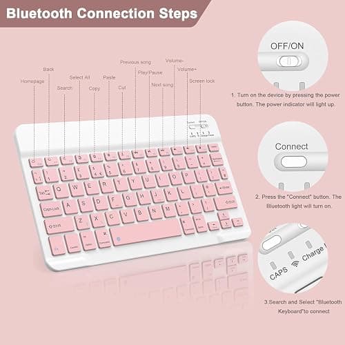 NOOX Bluetooth Keyboard for iPad 10th Generation, iPad Pro 13/12/11/10/9/8/7 inch, iPad Air 13/11th Gen, iPad mini, Tablets, etc. - Slim Wireless Portable Travel Office Computer Accessories thumbnail 5