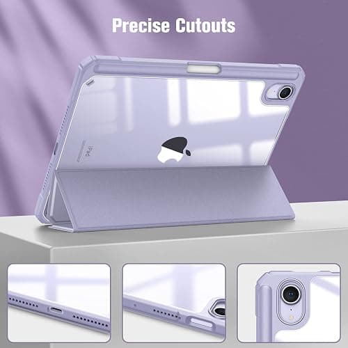 Fintie Hybrid Slim Case for iPad Mini 7 (A17 Pro, 7th Generation) 2024 / iPad Mini 6 (6th Gen) 8.3 Inch, [Built-in Pencil Holder] Shockproof Cover Clear Transparent Back Shell, Lilac Purple thumbnail 9