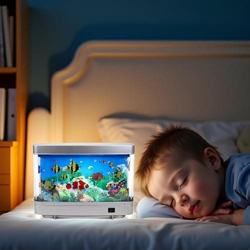 Lightahead Sensory Artificial Aquarium Lamp – LED Virtual Fake Fish Tank with Moving Marine Life Animation Ocean in Motion– Relaxing Ocean Scene Night Light for Kids and Adults (Marine Life A) thumbnail 7