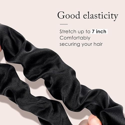 OLESILK 100% Mulberry Silk-Scrunchies for Hair Sleep, Women Grils Silk Hair Ties for Frizz & Breakage Curly Hair, No Damage, Elastics Ponytail Holder, 3 Pack thumbnail 6