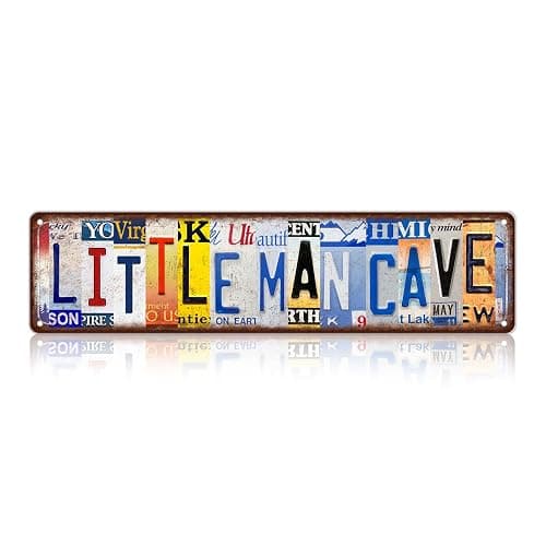Vintage Little Man Cave Wall Decor Play Room Street Signs Kids Metal Tin Signs 16 x 4 Inches - Image 1