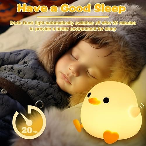 Pinlanuo Dodo Duck, Silicone Duck Night Light, Timing Function, Adjustable Brightness, USB Rechargeable, Soft Warm Light, Cute Night Lights Kids, Portable Baby Night Light, Gift for Kids Bedroom Decor - Dodo duck thumbnail 4