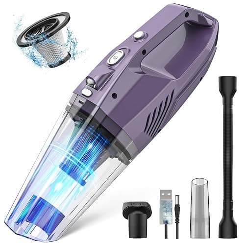Handheld Vacuum Cordless - Car Vacuum Portable & Small Vacuum Cleaner with 6KPa Suction, USB Vacuum Cordless Rechargeable, HEPA Filter, LED Light for Pet Hair, Home, Car, Office - Includes Accessories - Image 1