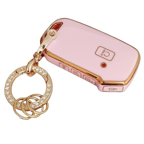 TAPAYICA for Kia Key Fob Cover TPU Shell Keychain Fit for Kia Ceed Cerato Forte NIRO Seltos Sorento Soul Sportage Telluride (Pink) - Image 1