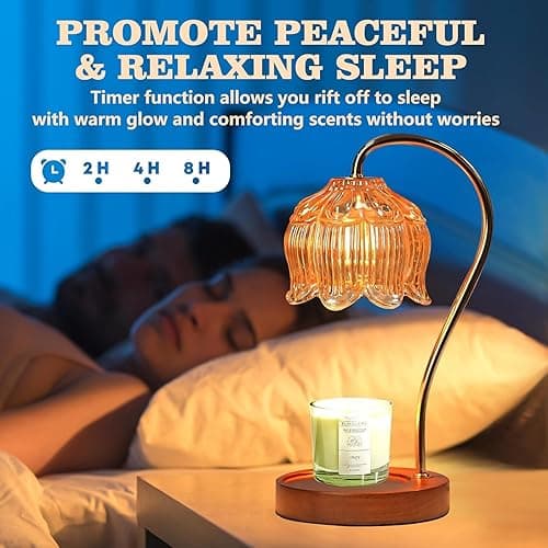 GEEZO Fragrance Candle Warmer Lamp，Electric Candle Warmer with Timer & Dimmer，Mom Christmas Birthday Gifts for Women, House Warming Gifts New Home Bedroom Decor thumbnail 10