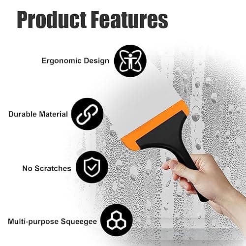 Ziciner Small Silicone Window Squeegee, Car Windshield Water Blade Squeegee, Multifunctional Auto Squeegee with 5.9 Inch Blade and Non-Slip Handle for Car Window, Mirror, Home Cleaning (Black) thumbnail 3