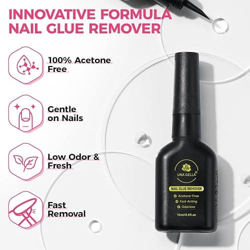 UNA GELLA Nail Glue Remover for Press on Nails 15ml Upgraded Stick & Remove 2 in 1 Acrylic Nails Remover for False Nails Tips Acetone-Free Gentle Gel Nail Remover, Not for Gel Polish Base Coat thumbnail 3