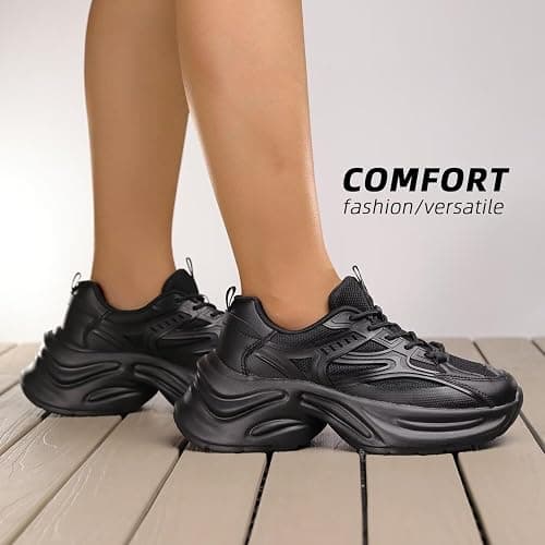 Kvovzo Women's Chunky Sneakers Fashion Platform Casual Dad Shoes Comfortable Walking Running Sport Work Gym Athletic thumbnail 2