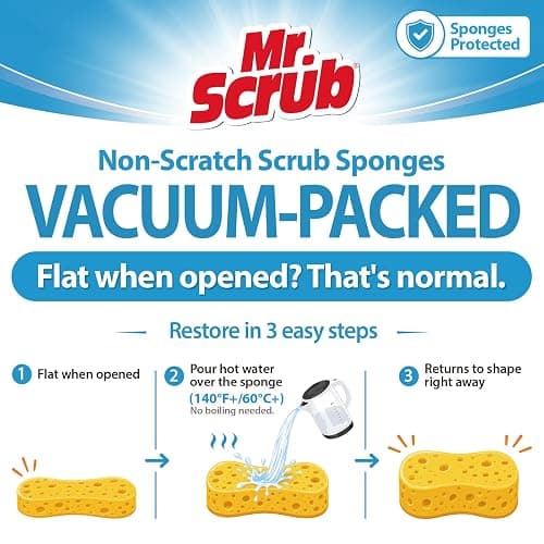 Sponges Kitchen Dish Sponge for Washing Dishes Cleaning Kitchen, All-Purpose, 6 Pack, Non Scratch, Rough Scrubbers Side for Non-Stick Cookware, Soft Microfiber Scrub Side for Dishes, Mr. Scrub thumbnail 6