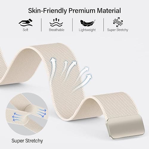 Stretchy Nylon Band Compatible with Apple Watch Bands 40mm 38mm 42mm 41mm 44mm 45mm 46mm 49mm Women Men, Magnetic Waterproof Breathable Soft Sport Loop Strap for iWatch Series 11 10 9-1 Ultra 3 SE thumbnail 5