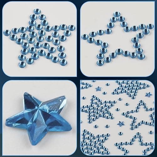 3Sheets Star Gem Stickers Jewels for Crafts, Face Makeup - Self Adhesive Rhinestone Jewel Stickers, Stick on Gems Rhinestones for Crafts, Craft Supplies for Kids (11.Light Blue satr) thumbnail 7
