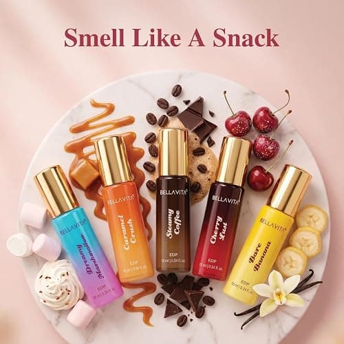 Bellavita Luxury Gourmand Trend Series | Dessert-Inspired Fragrance Set | Steamy Coffee, Bare Banana, Caramel Crush, Dreamy Marshmallow & Cherry Lust | Perfect for Gifting & Everyday Indulgence thumbnail 2